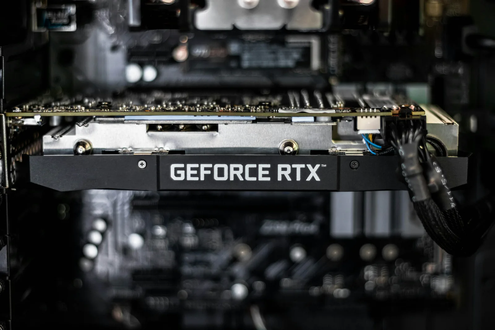 Graphics card installed in a computer build